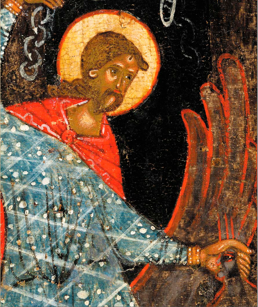 Великомученик Никита, побивающий беса, с Деисусом и избранными святыми - икона из собрания Воробьёвых