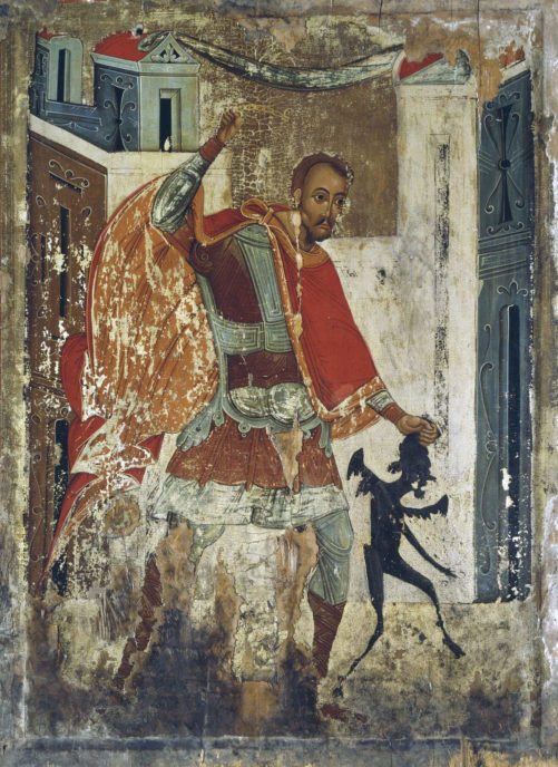 Никита, побивающий беса, икона конца XVIII века